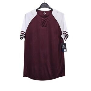 Champro Baseball Jersey Adult Small Maroon White Short Sleeve Dri-Gear Athletic